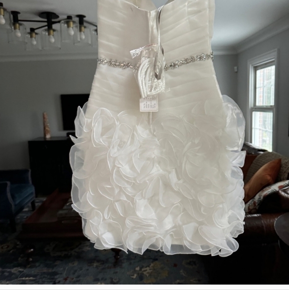 Moonlight Bridal White Embellished Ruched Strapless Dress - Picture 7 of 12